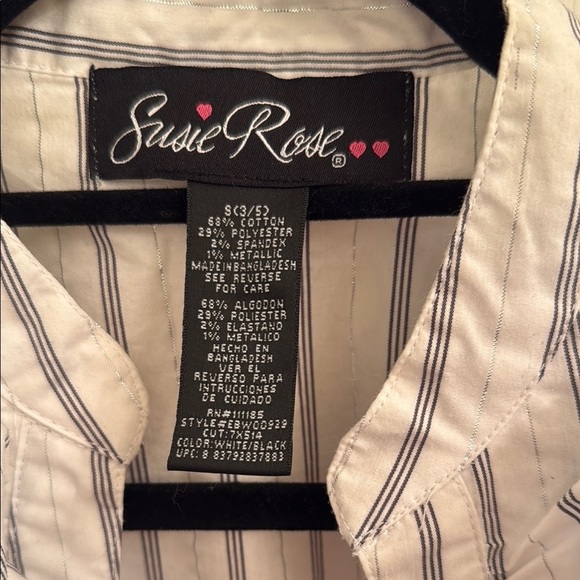 Blue, White, Silver Ruffled V-neck Collar Blouse - Picture 3 of 4